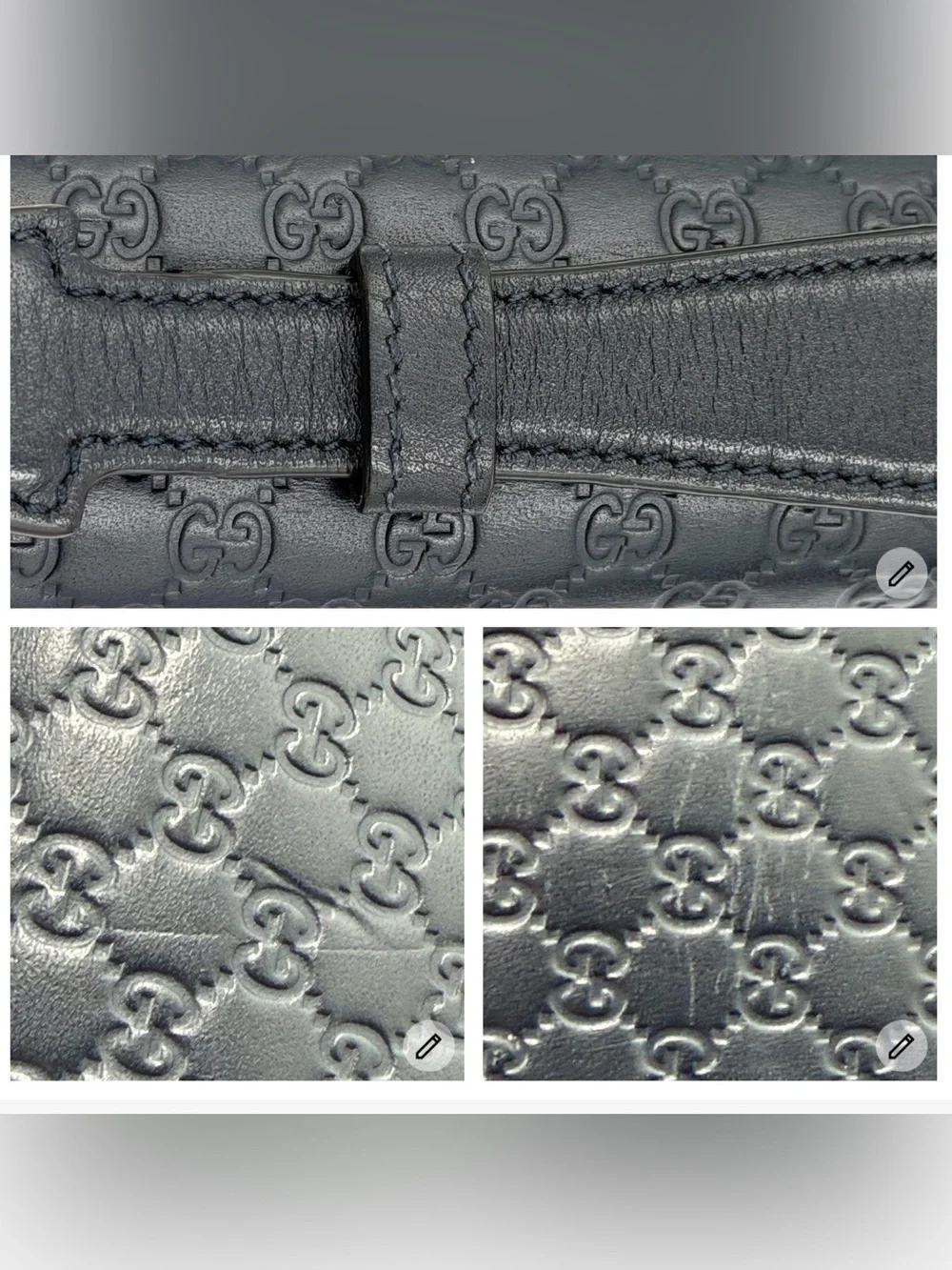 Gucci Navy Embossed GG Two Section Zip Around Leather Organizer Great Condition - Picture 14 of 16